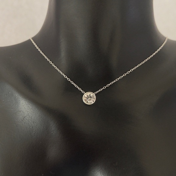 1 Carat Round Diamond Pendant – Ouros Jewels Sterling silver dainty round cut gem necklace